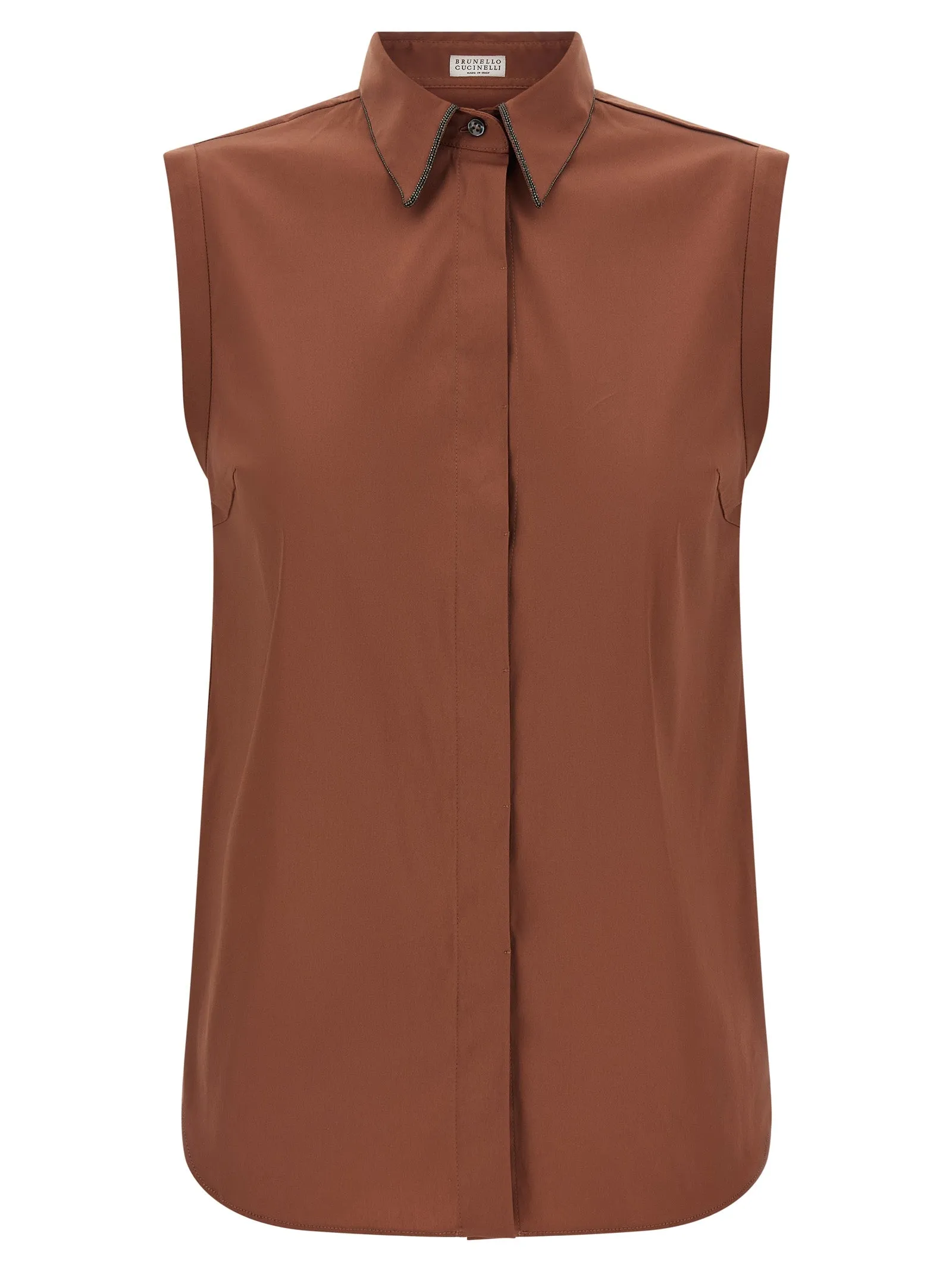 Shiny Trim Shirt And Blouse Brown sold by Wanan Luxury