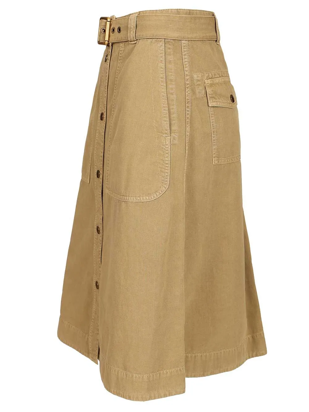 Cotton Midi Skirt With Belt Skirts Beige sold by Wanan Luxury product image thumbnail 3