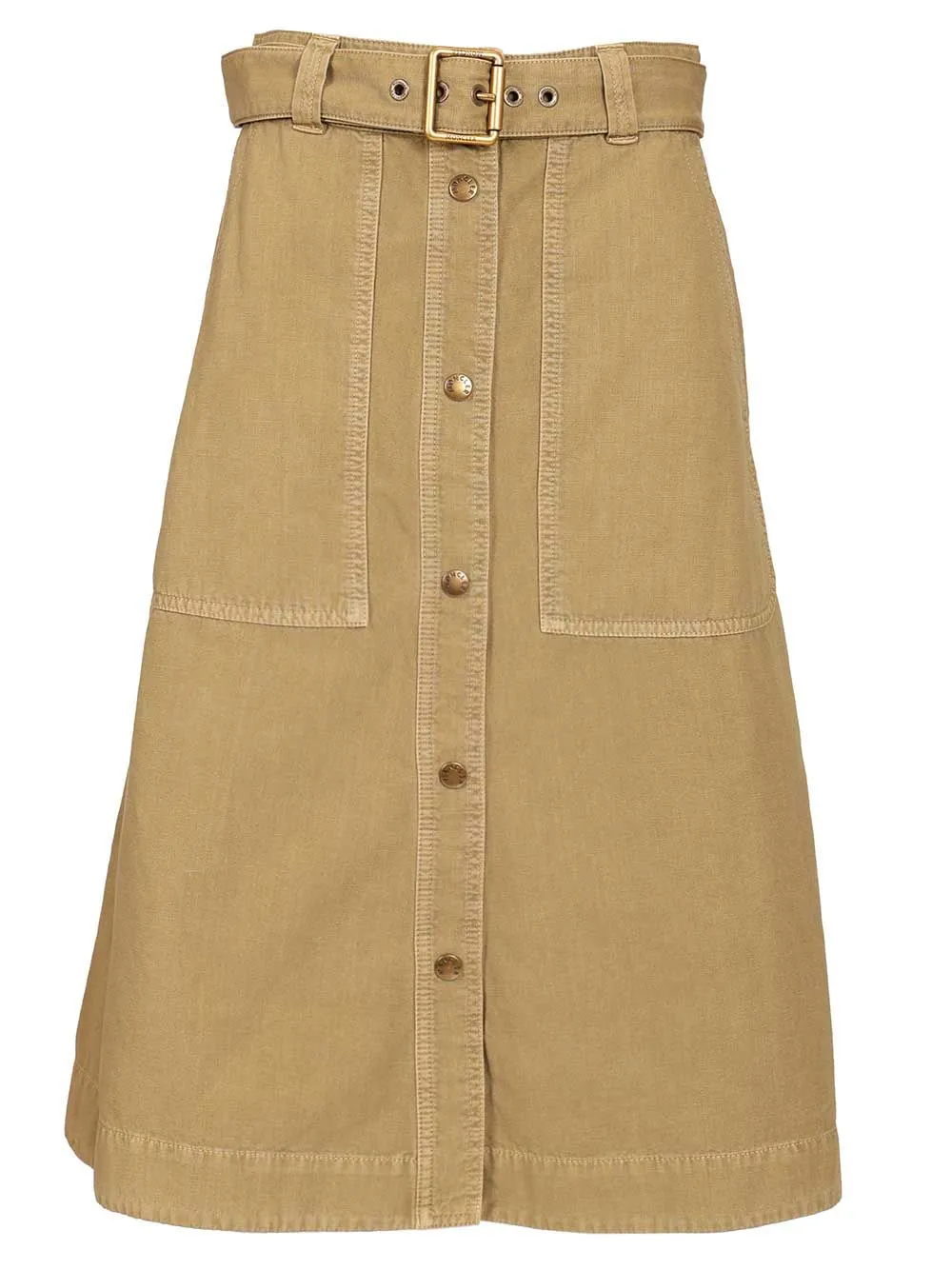 Cotton Midi Skirt With Belt Skirts Beige sold by Wanan Luxury