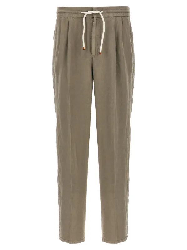 Linen Trousers Pants Green made by Brunello Cucinelli