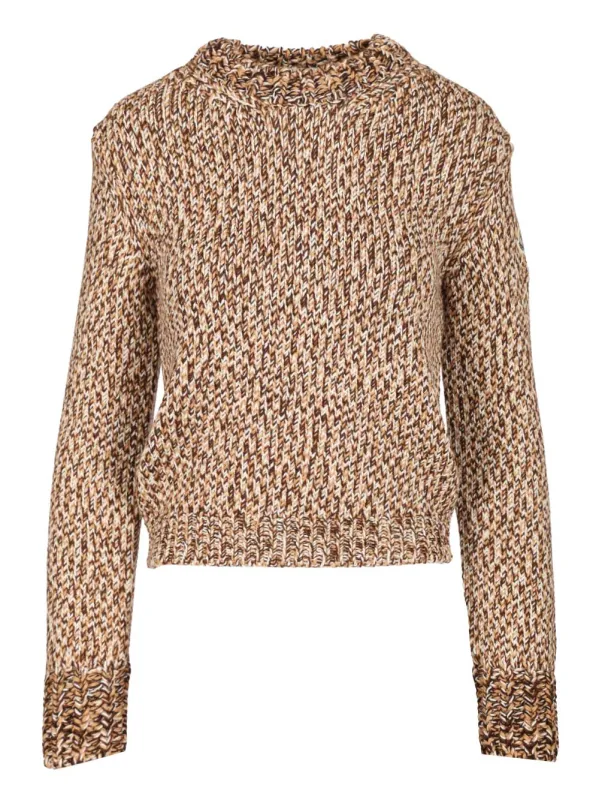 Mouliné Wool Sweater Knitwear Beige made by Moncler