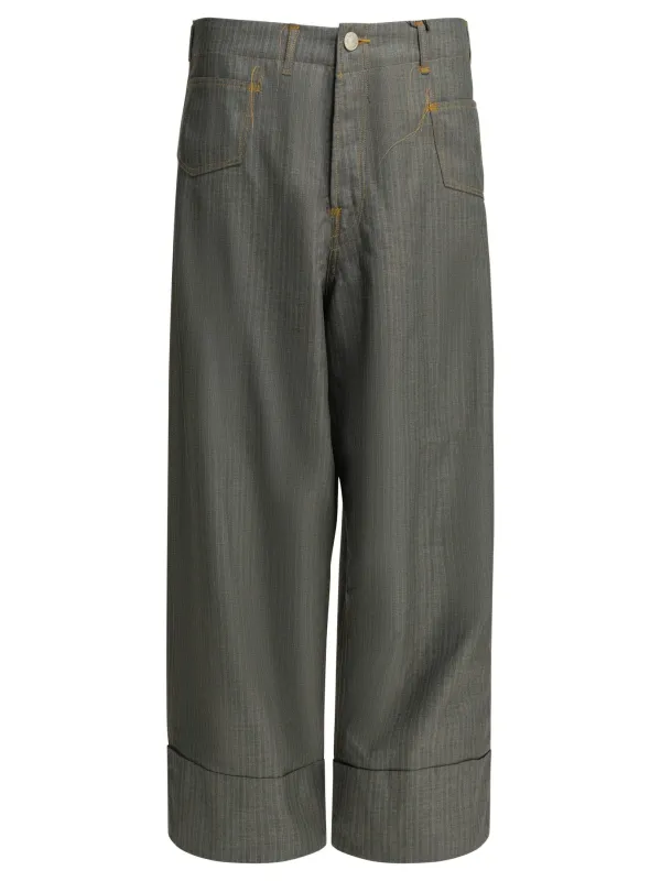 Casual Pinstripe Pants Trousers Grey made by Junya Watanabe