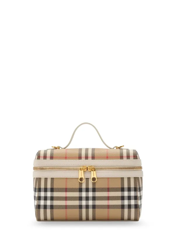 Coated Canvas Vanity Case With Check Pattern made by Burberry