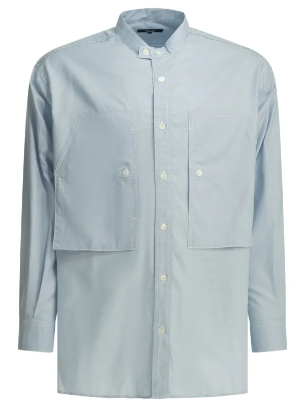 Casual Shirt With Patch Pockets Shirts Light Blue made by Wanan Luxury