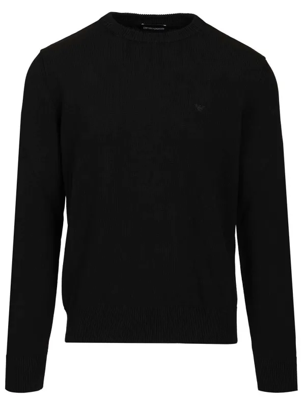 Cotton Sweater Knitwear Black made by Emporio Armani