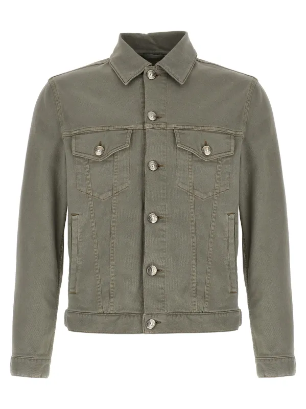 Denim Jacket Puffer Jackets Gray made by Brunello Cucinelli