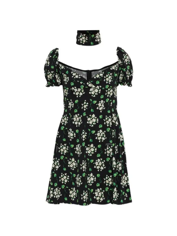 Floral Mini Dress With Puff Sleeves made by Dolce & Gabanna