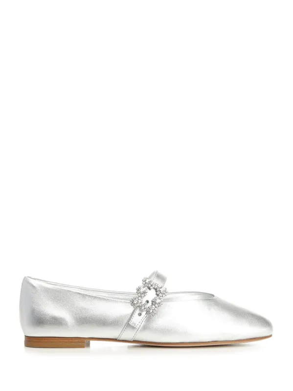 Efflorescence Leather Strap Ballet Flats Scarpe Basse Silver made by Roger Vivier