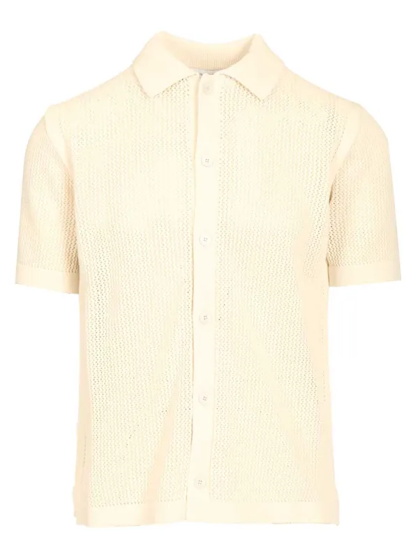 Short-Sleeved Cardigan Knitwear White made by MAISON KITSUNE