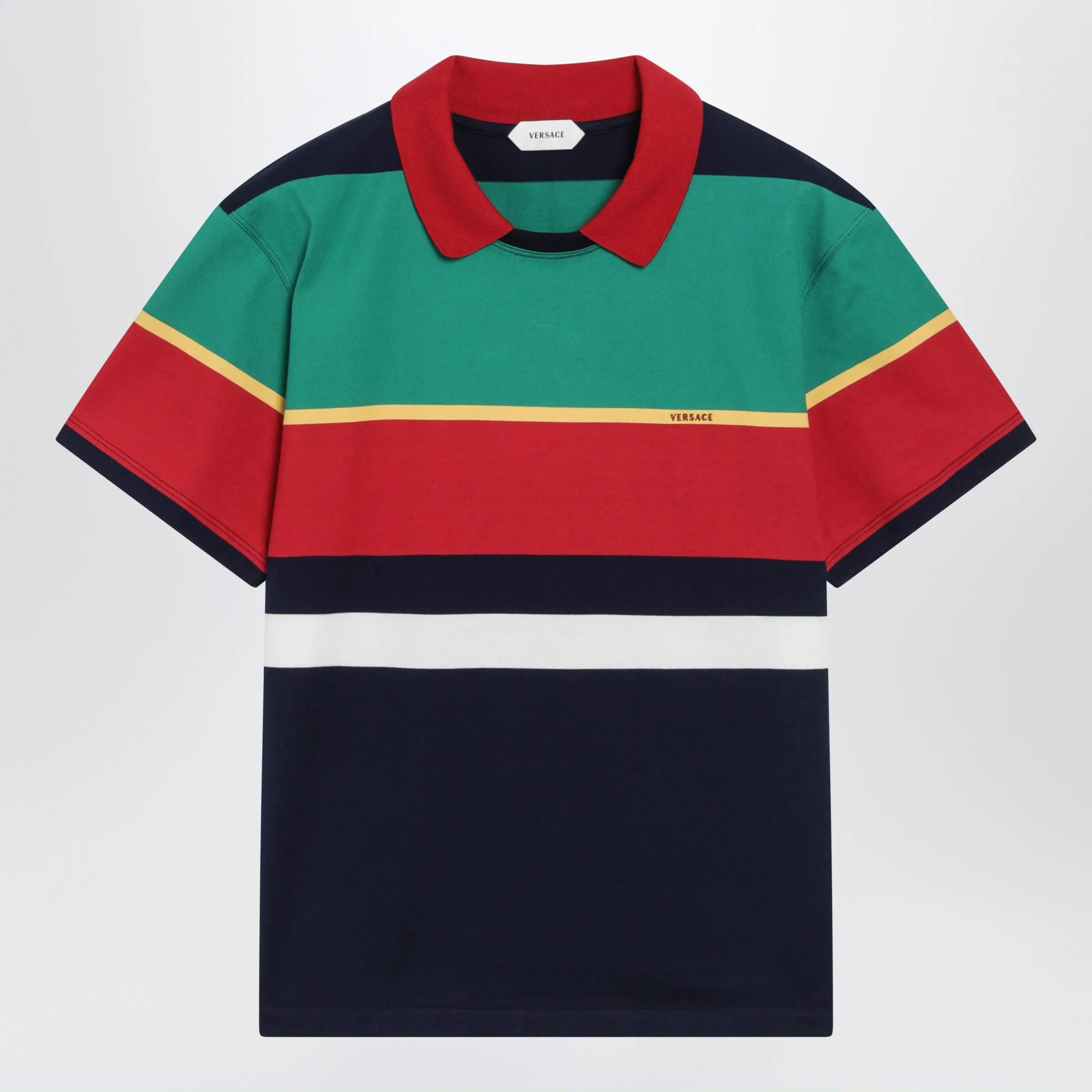 Color-Block Striped Cotton Polo T-Shirt sold by Wanan Luxury