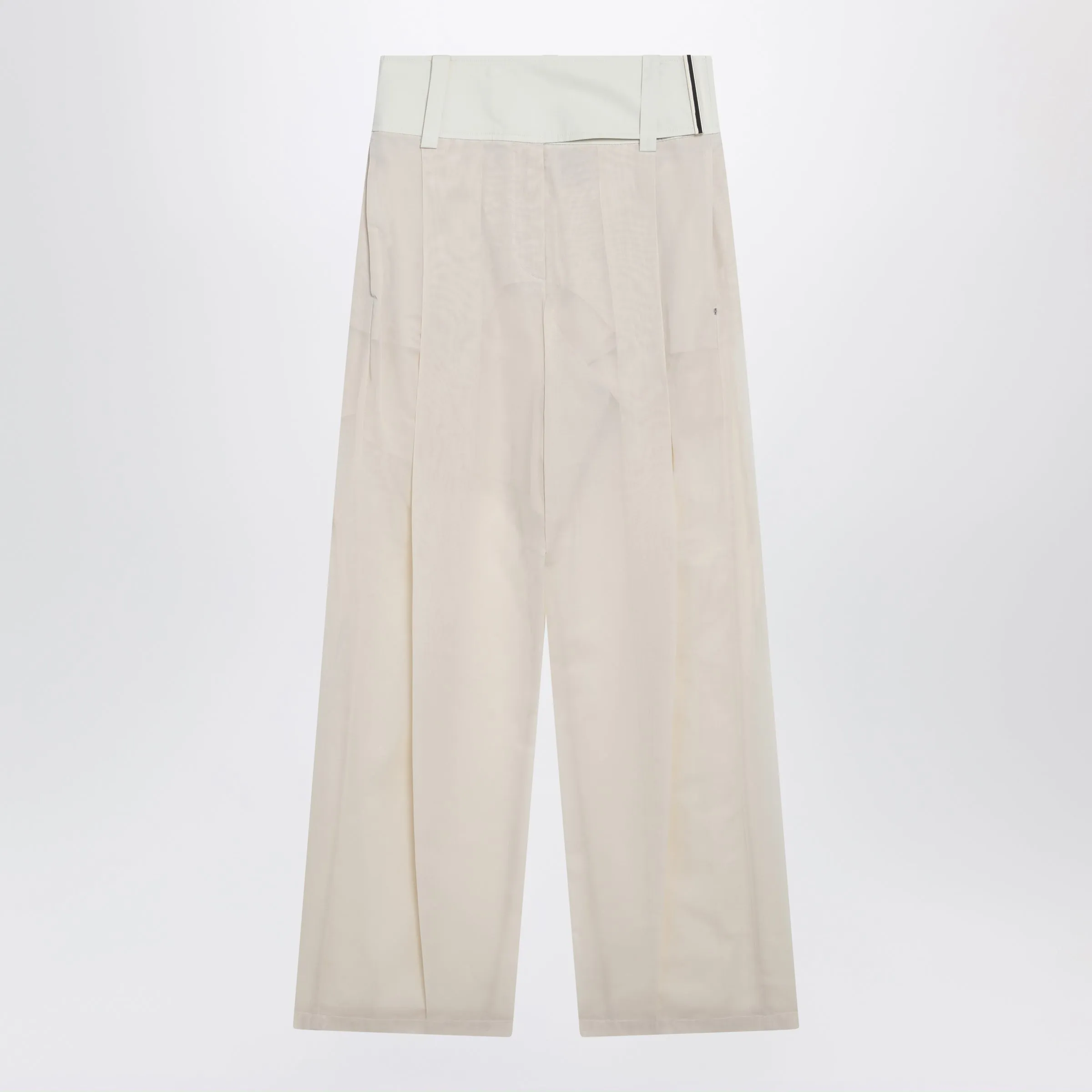 Wide-Leg Trousers In Ecru Organza Cotton Voile sold by Wanan Luxury