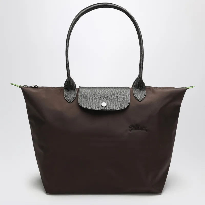 Mocha Coloured Le Pliage Green L Bag made by Longchamp