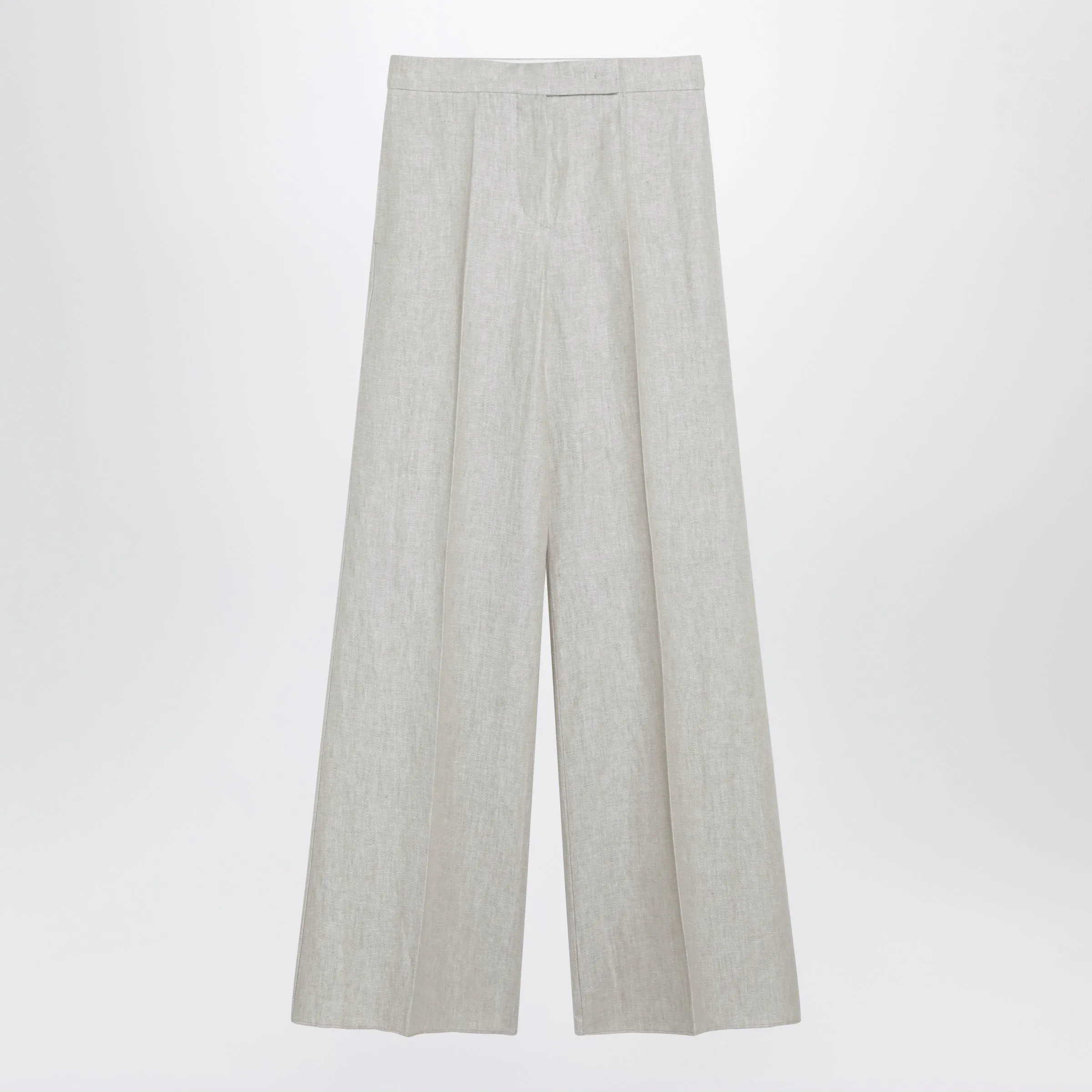 Wide-Leg Trousers In Brown/Grey Linen Drill sold by Wanan Luxury