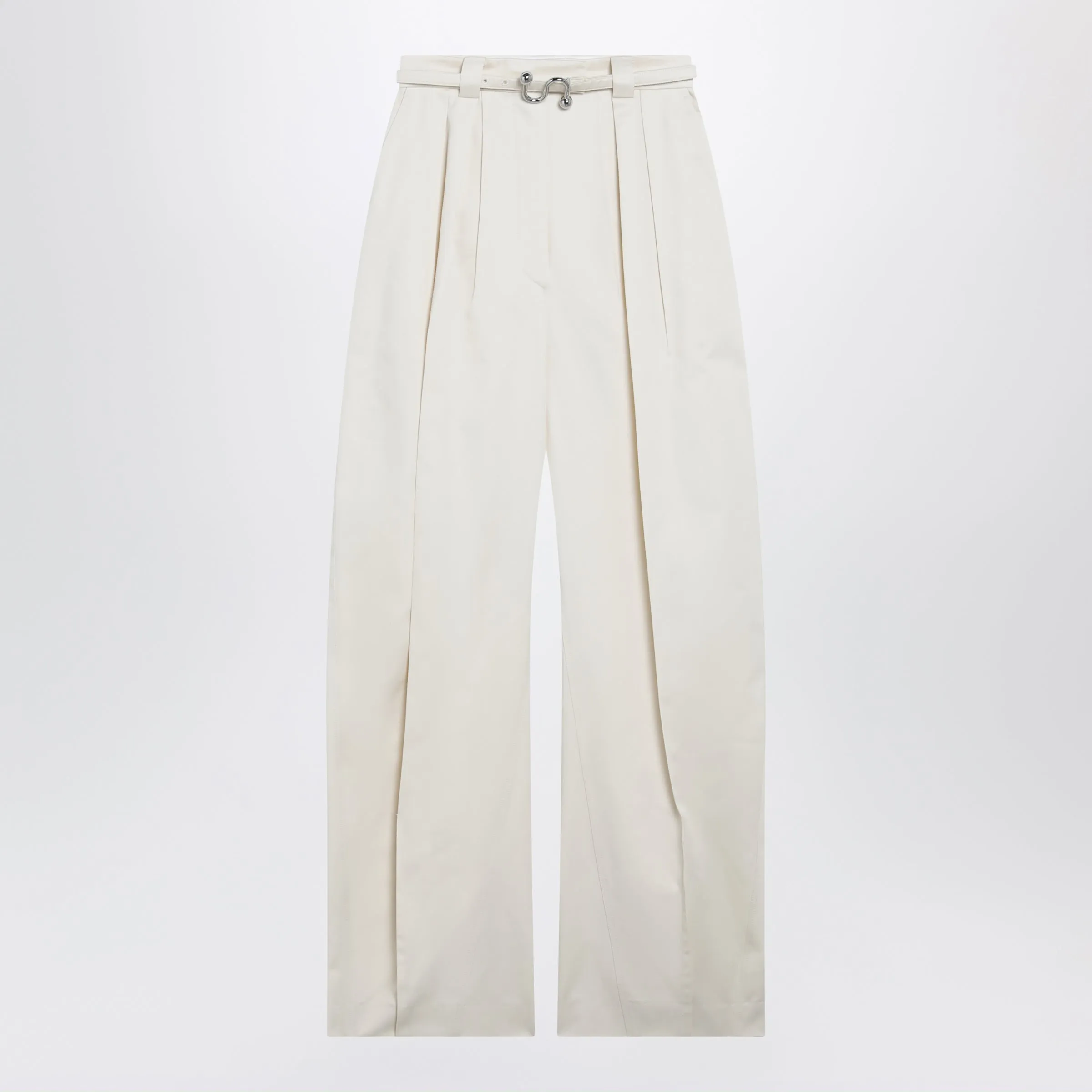 Oversized Trousers In Vanilla Cotton Gabardine sold by Wanan Luxury