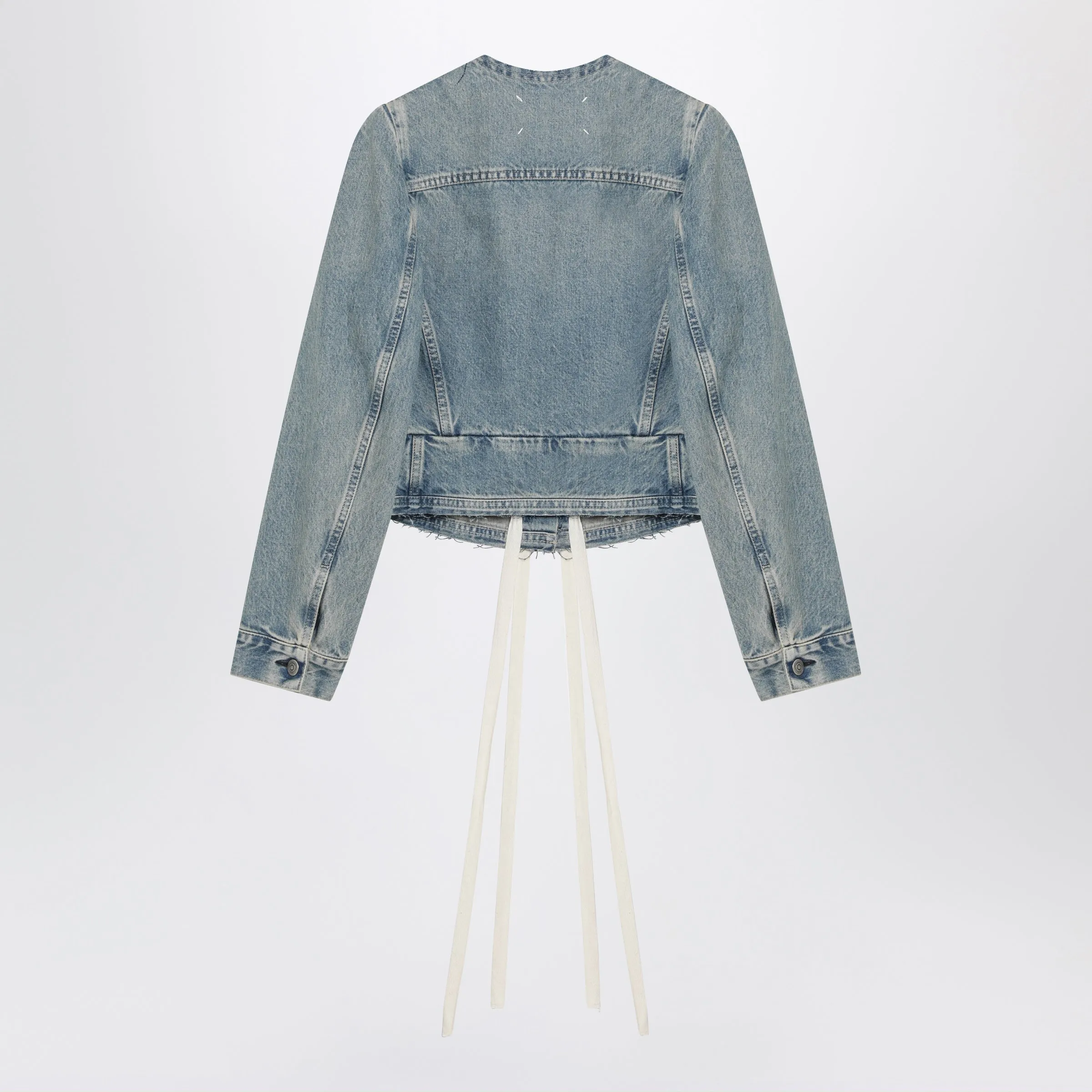 Light Blue Cotton Denim Jacket With V-Neck sold by Wanan Luxury product image thumbnail 2