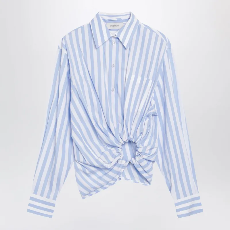 Striped Cotton Poplin Shirt In Light Blue made by Sportmax