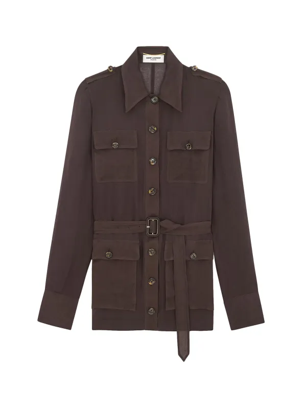 Biologic Silk Dress With Belt At Waist made by Yves Saint Laurent