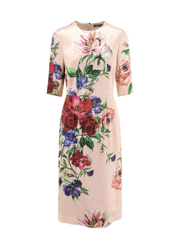 Satin Dress With Iconic Floral Print made by Dolce & Gabanna