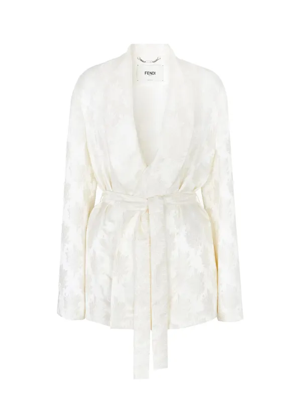 Jacquard Silk Blazer With Floral Motif made by Fendi