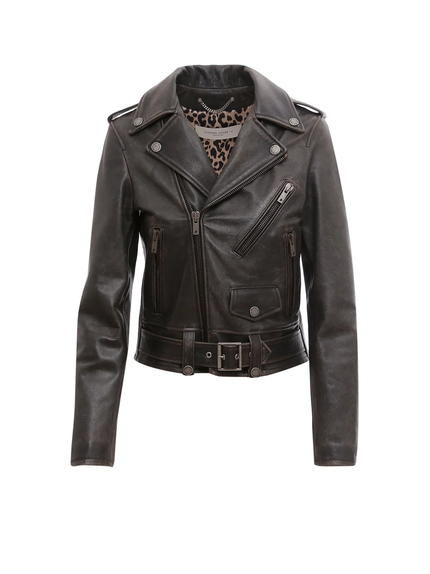 Slim Fit Destiny Lived-In Effect Leather Biker sold by Wanan Luxury product image thumbnail 2