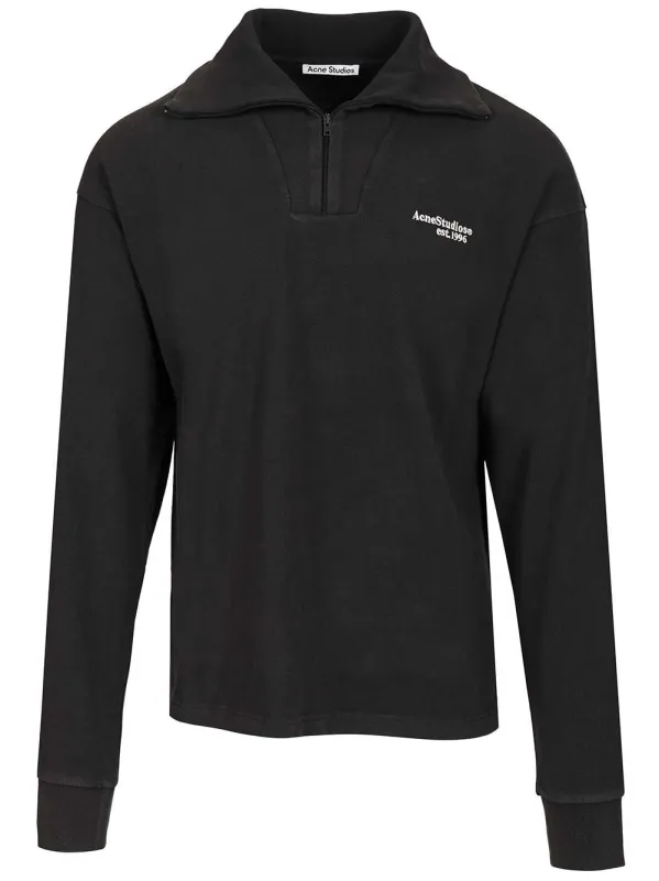 Half-Zip Sweatshirt With Logo Sweatshirts Black made by Acne Studios