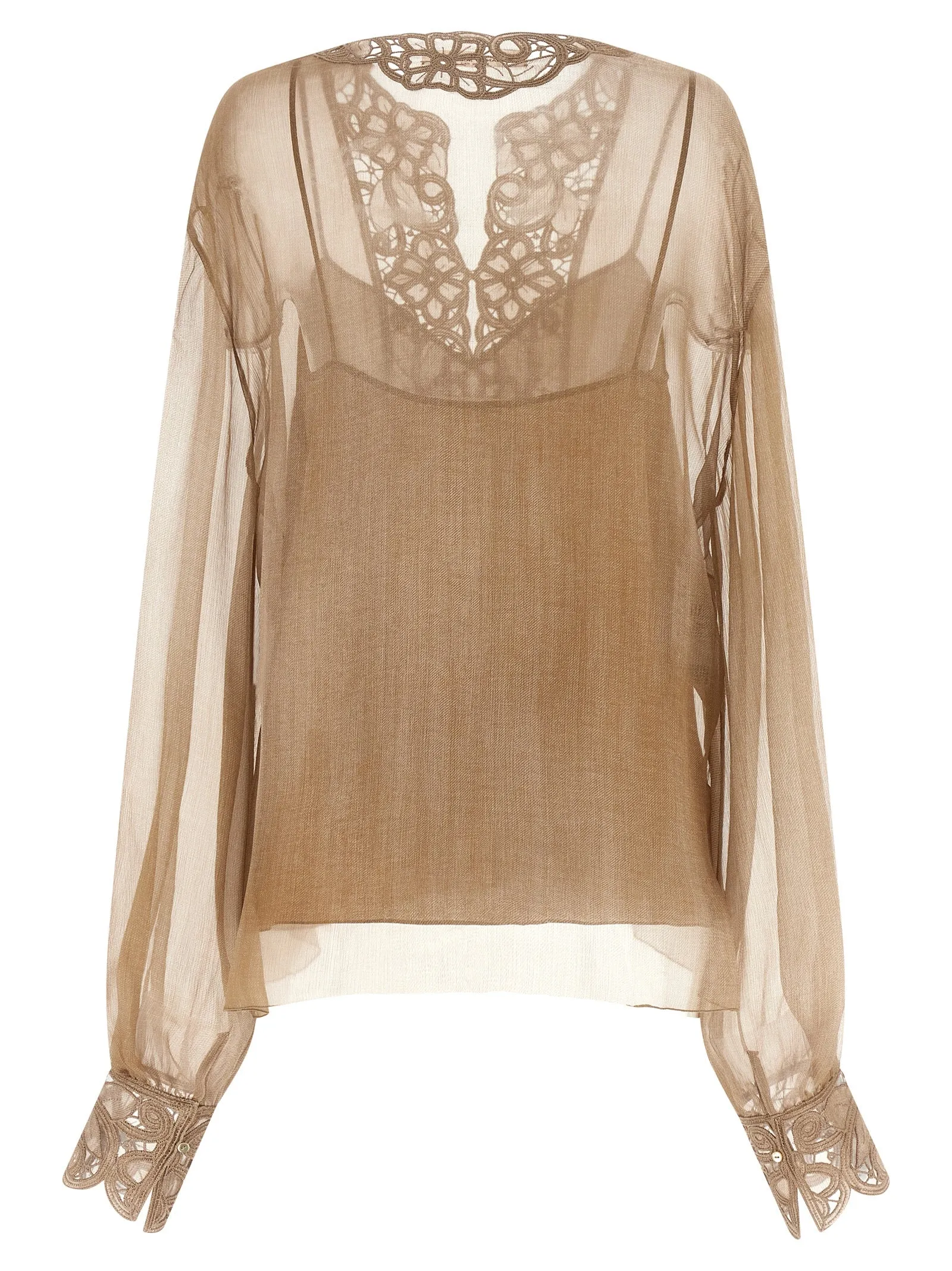Floral Carving Blouse Shirt And Blouse Beige sold by Wanan Luxury product image thumbnail 2