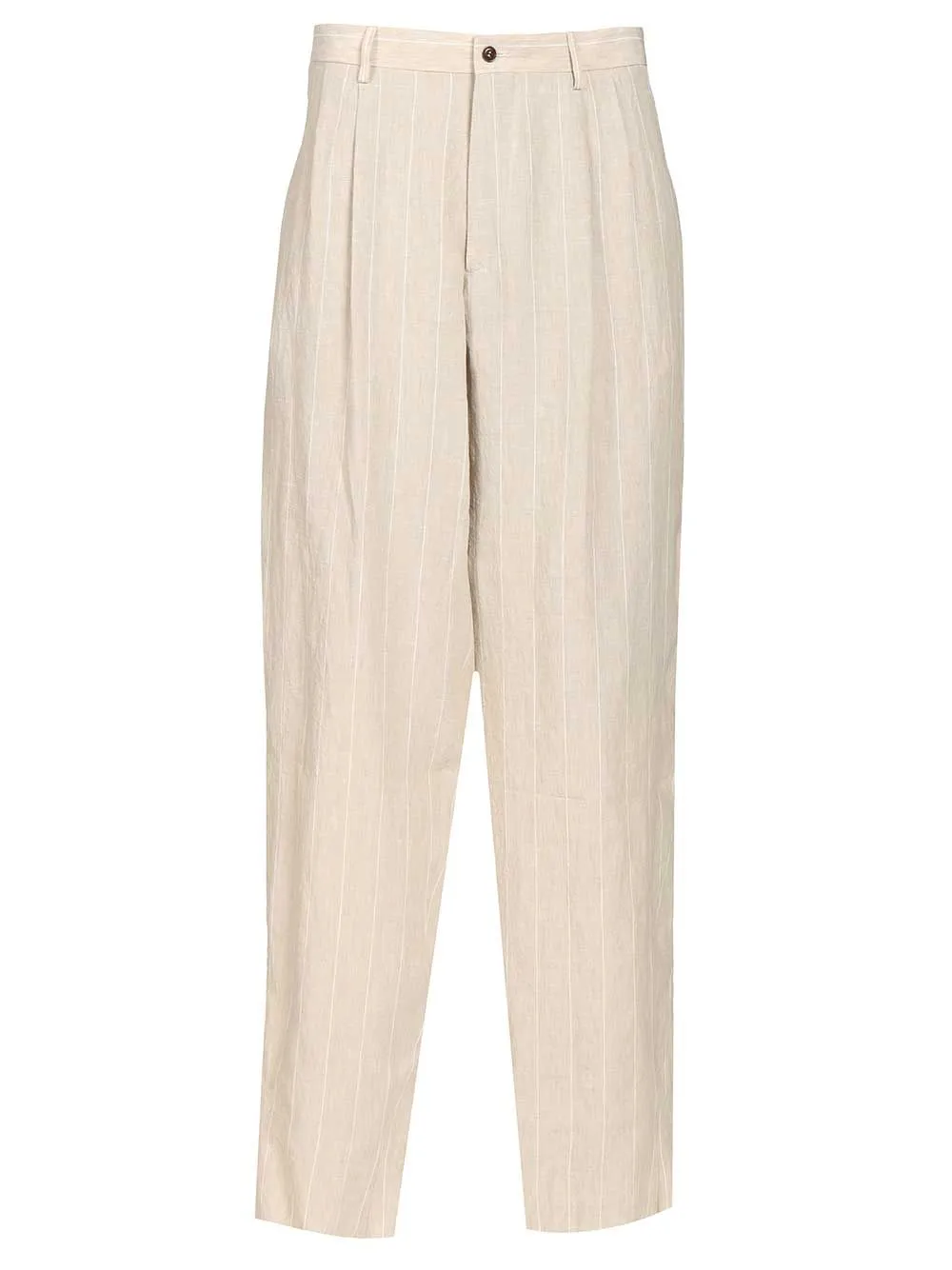 Double Pleated Linen Trousers Beige sold by Wanan Luxury