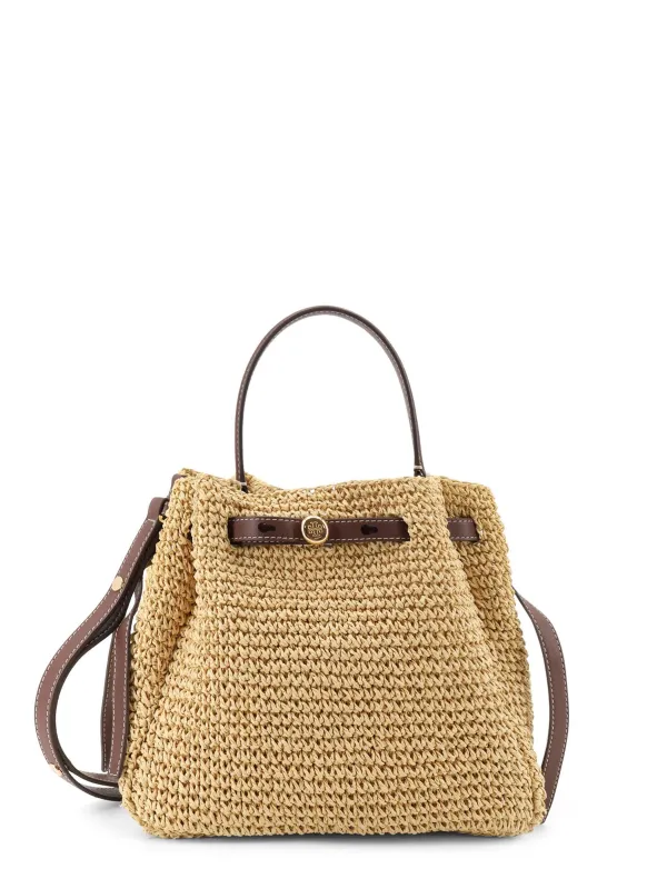 Romy Raffia And Leather Bucket Bag made by Tory Burch