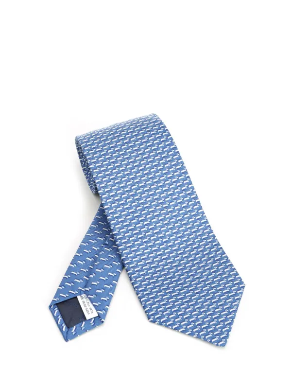 Silk Tie Scarves And Foulards Light Blue made by Salvatore Ferragamo