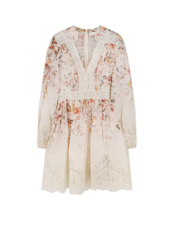 Luna Linen And Silk Dress made by Zimmermann