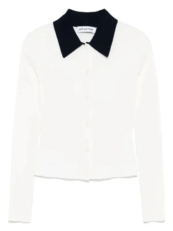 Wool Cardigan With Contrast Collar made by Self-Portrait