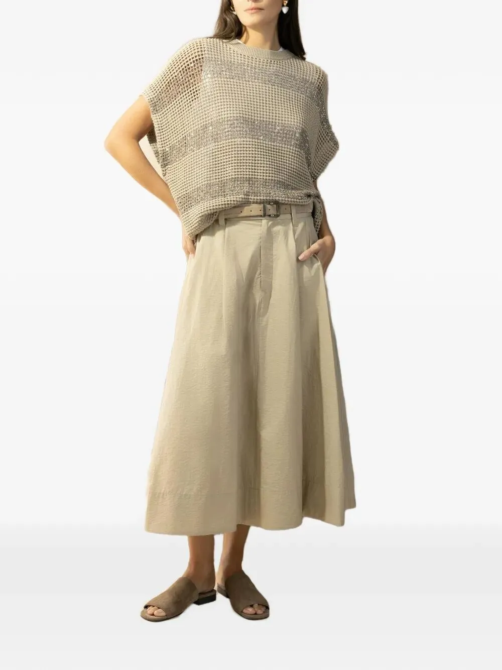 Openwork Knit Crewneck Top With Micro Sequins sold by Wanan Luxury product image thumbnail 2