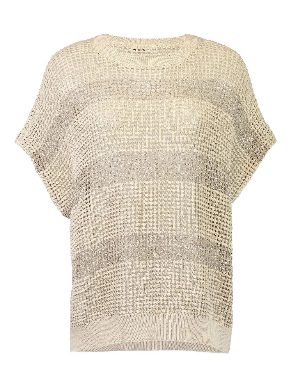 Openwork Knit Crewneck Top With Micro Sequins sold by Wanan Luxury