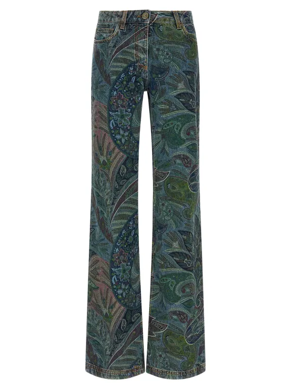 Floral Print Jeans Blue made by Etro