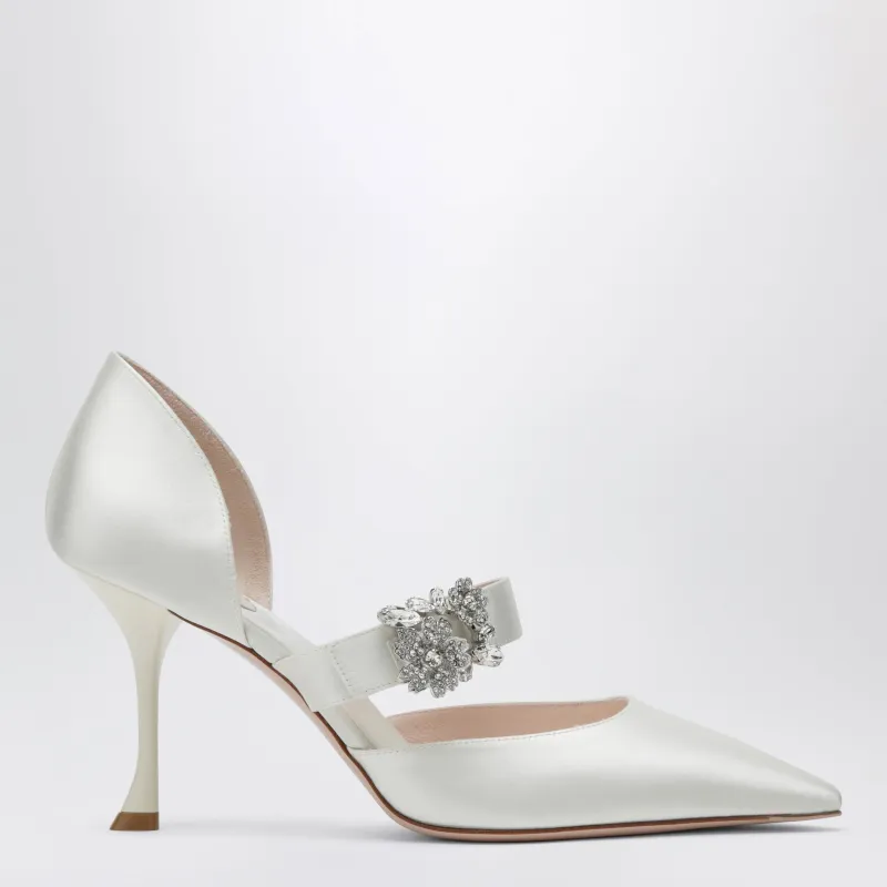 Mary Jane Dorsay Efflorescence In Light Blue Satin made by Roger Vivier