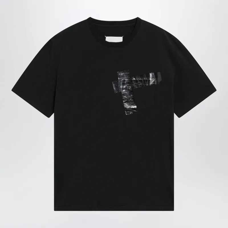Taped Cotton Jersey T-Shirt In Black made by Maison Margiela