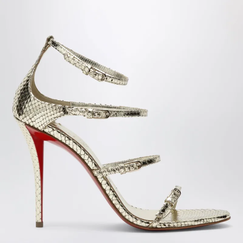 Gold Leather High Sandals made by Christian Louboutin