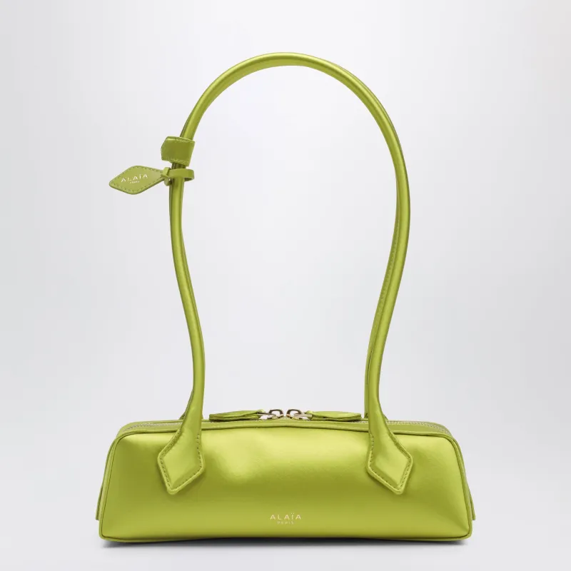 Le Teckel Small Shoulder Bag In Lime Satin made by Alaia