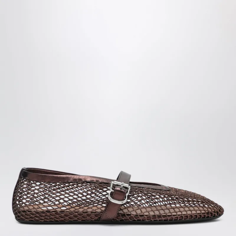 Flat Ballerinas In Bronze Laminated Mesh made by Alaia