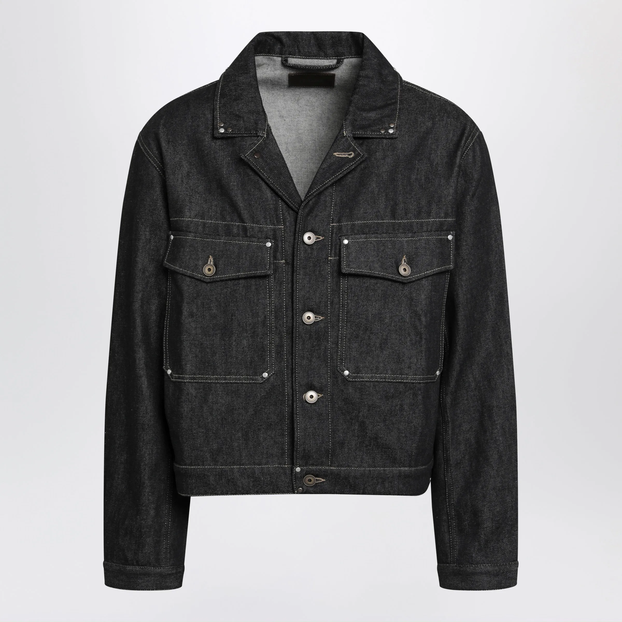 Trucker Denim Jacket With Contrast Stitching sold by Wanan Luxury