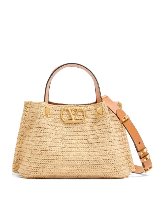 Vlogo Signature Small Rafia Tote Bag made by Valentino Garavani