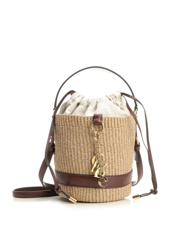 Chloé Charms Basket Bag In Natural Fibres Crossbody Bags Beige made by Chloe