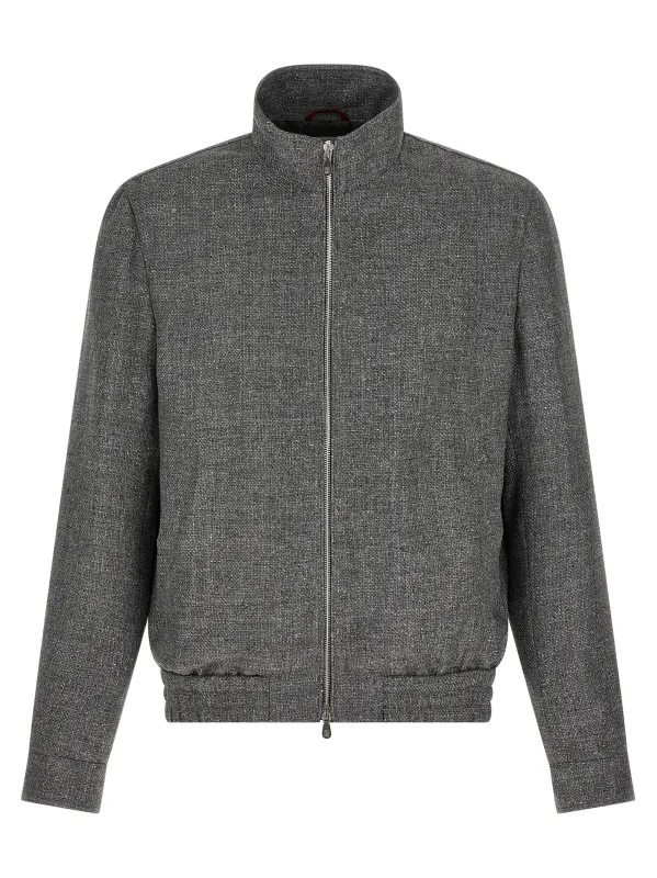 Hopsack Jacket Puffer Jackets Gray made by Brunello Cucinelli