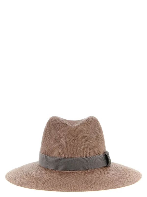 Precious Leather Band Hats Brown made by Brunello Cucinelli