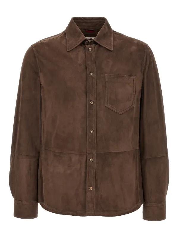 Suede Overshirt Shirt And Blouse Brown made by Brunello Cucinelli