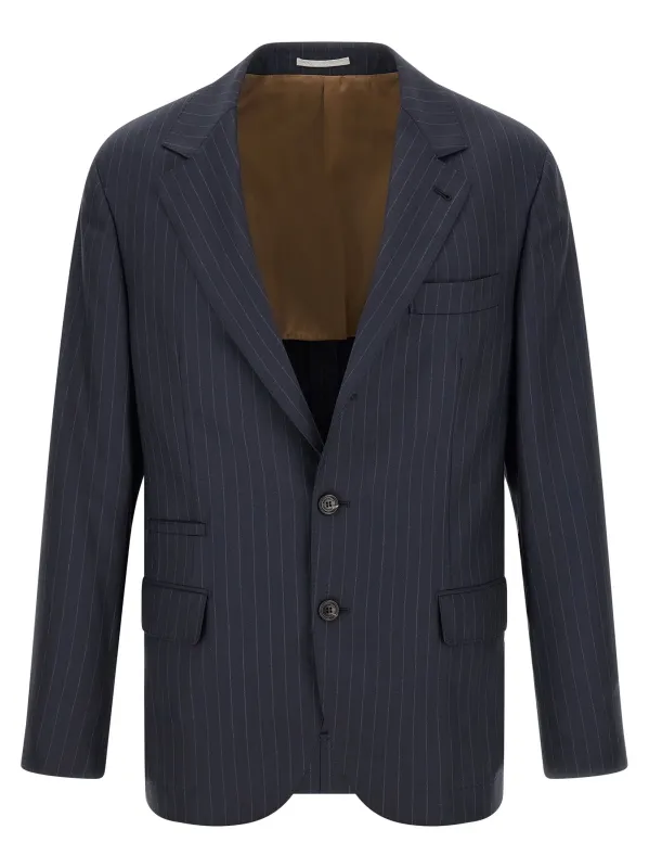 Pinstripe Batavia Blazer Blue made by Brunello Cucinelli