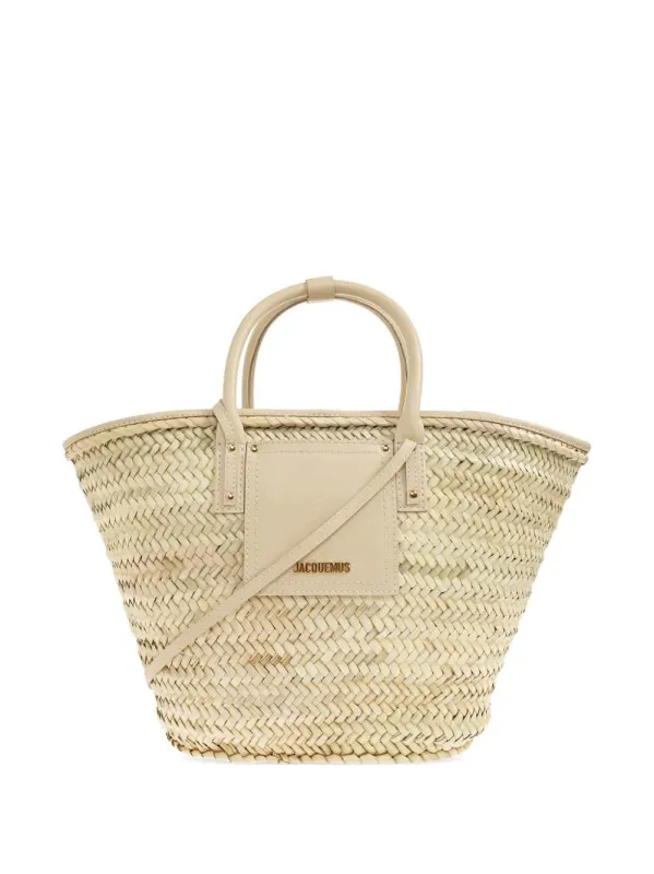 Soli Woven Raffia Tote Bag With Leather Trim made by Jacquemus