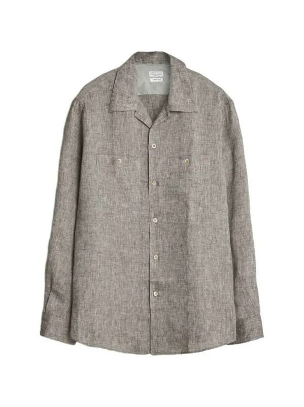 Button-Down Shirt With A Melange Effect made by Brunello Cucinelli