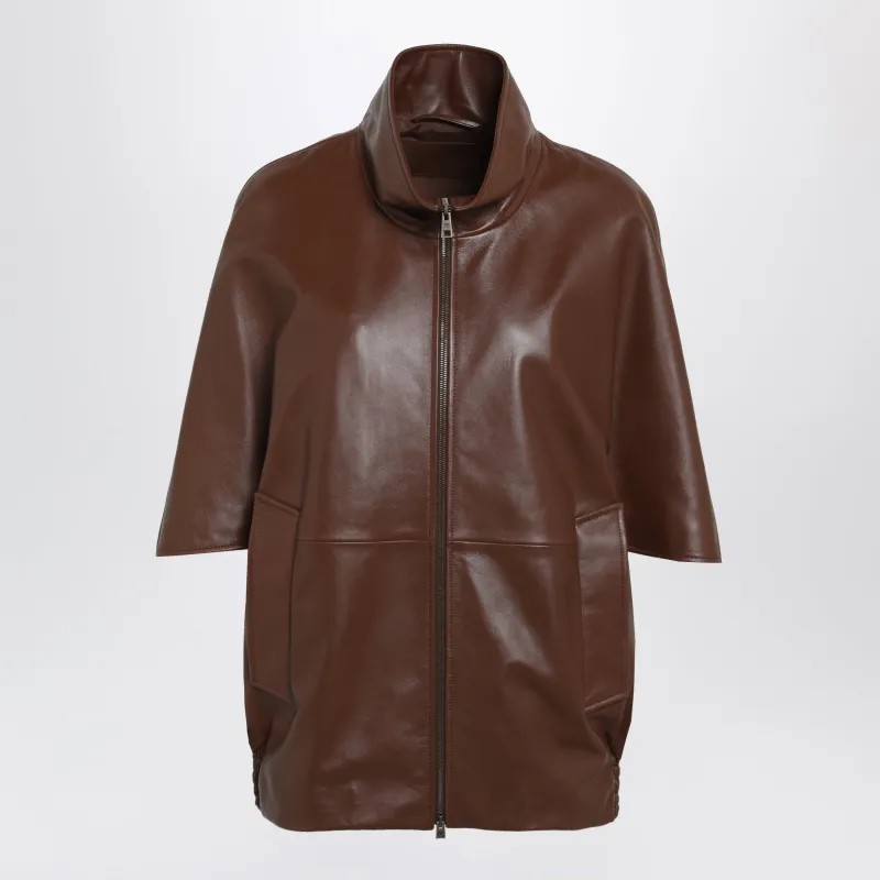 Cooon Bomber Jacket In Lamb Leather, Castor made by Balenciaga