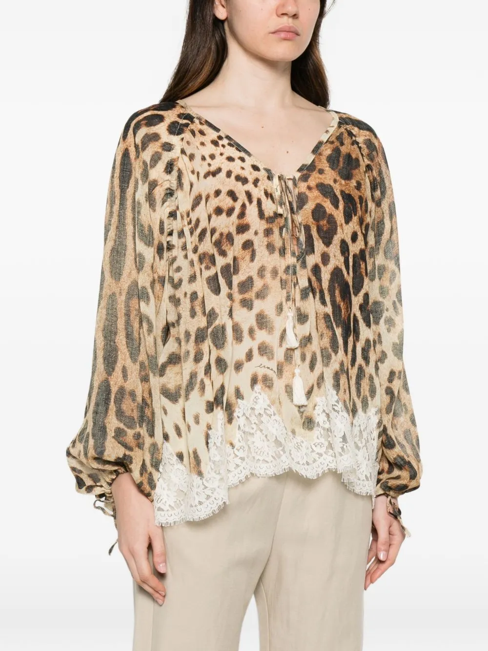 Lace-Detail Printed Blouse sold by Wanan Luxury product image thumbnail 5